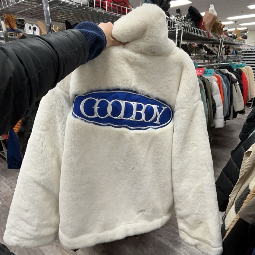 GOODBOY white oversized faux fur coat